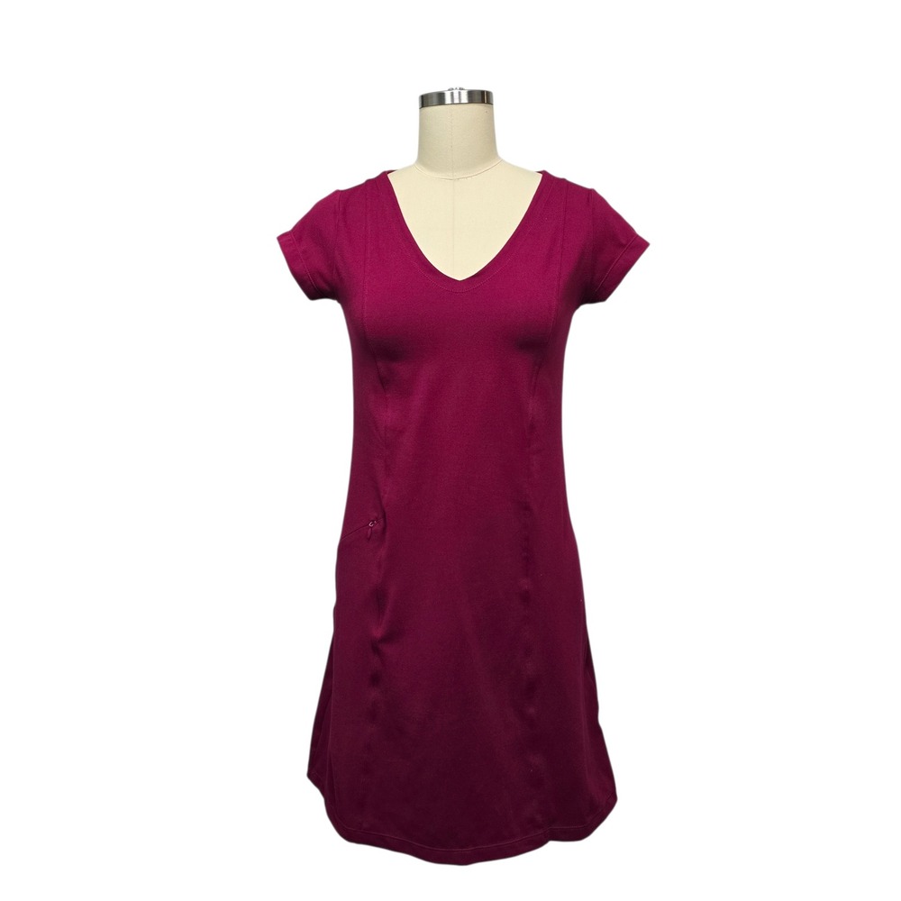 TOAD & CO Womens XS Magenta Pink Short Sleeve V Neck Pocket Casual Active Dress
